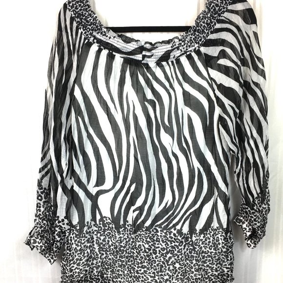 Zebra Leopard Print Blouse Alberto Makali EUC - Picture 5 of 11
